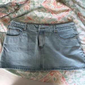 Edikted Light Blue Denim Mini Skirt